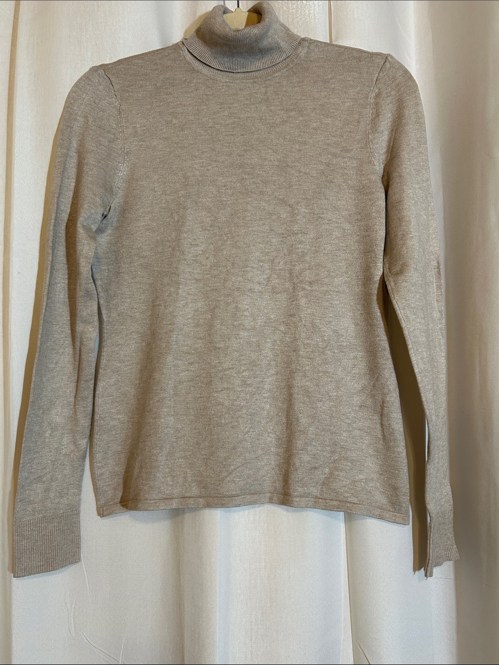 White House Black Market Long Sleeve Turtleneck Sweater in Light Taupe